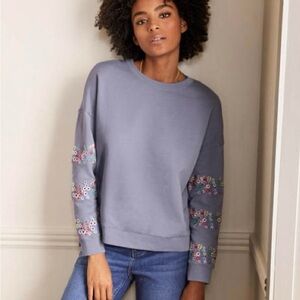 NWT Boden Periwinkle Embroidered Sweatshirt